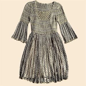 Leifnotes for Anthropologie Crochet Midi Dress with Slip – Boho – XS